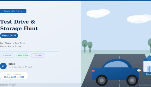 試乗と物置検討【カーシェア×日帰りドライブ】CX-30で千葉北へ｜物置探しの休日記録試乗と物置検討