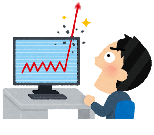 暴騰する株価チャートのイラスト