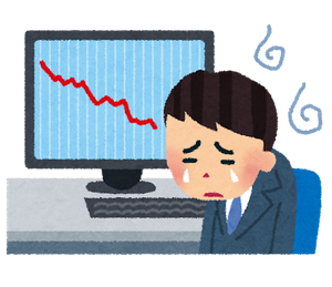 損切りで悲しむトレーダーのイラスト