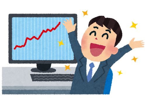 株のイラスト（陽気なトレーダー）