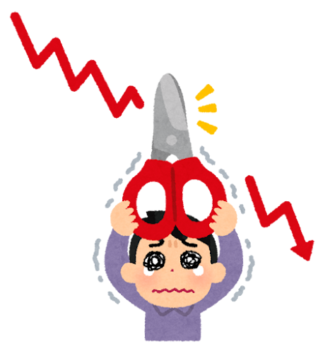 泣く泣く損切りする人のイラスト